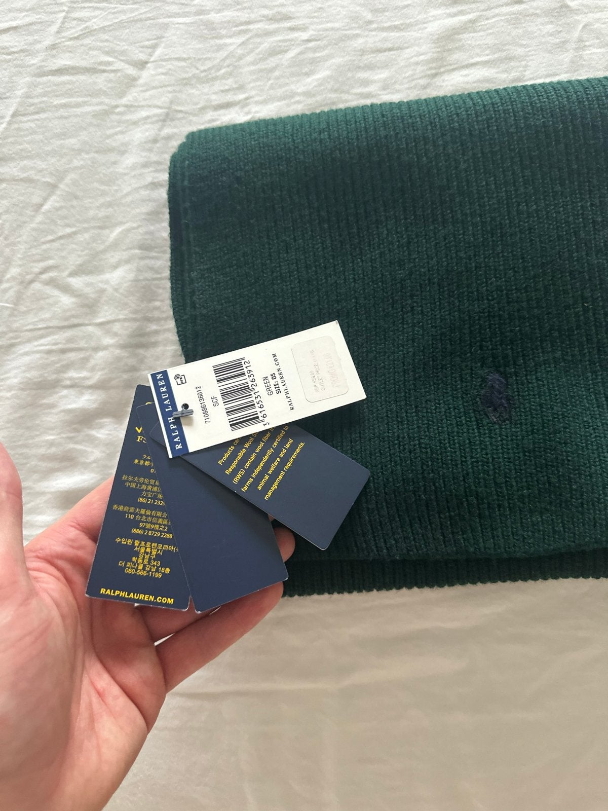 Nieuwe Ralph Lauren sjaal - Donkergroen, Verzenden, Nieuw, Sjaal