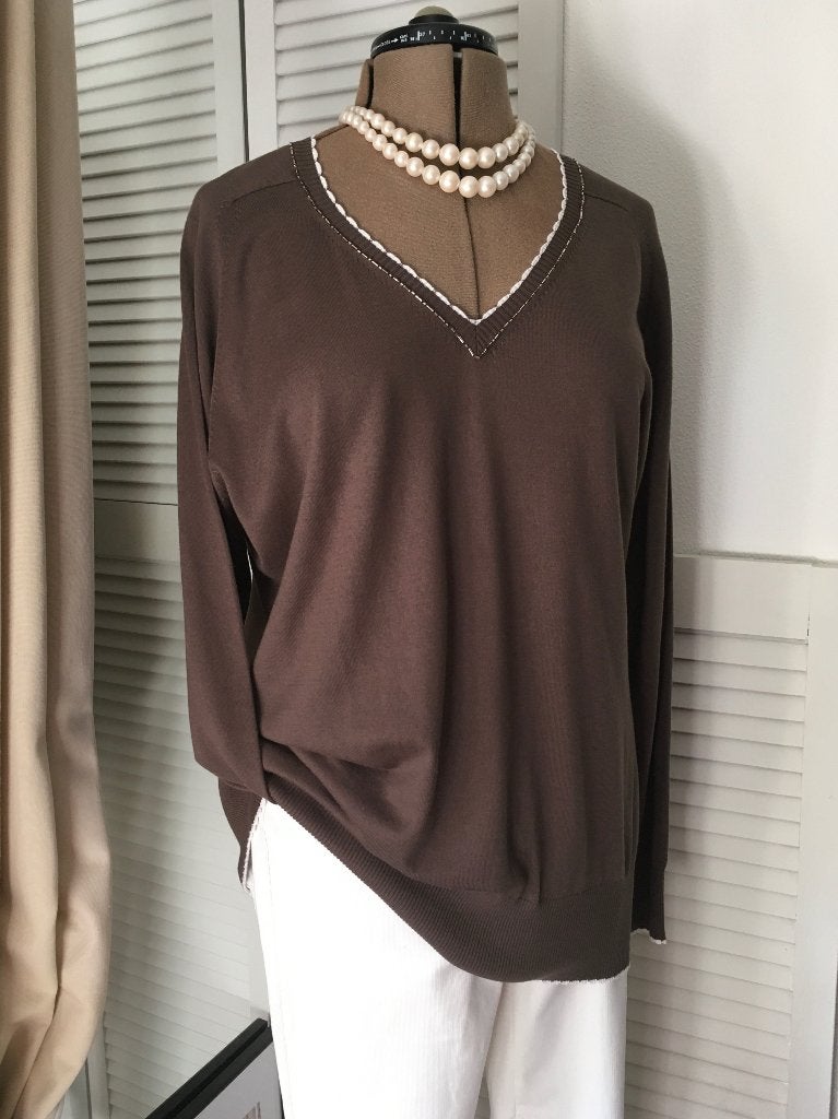 PHILO-SOFIE’ CASHMERE TRUI CHIC IN MOKKA-BRUIN MT 46 NIEUW, Kleding | Dames, Truien en Vesten, Bruin, Verzenden, Maat 46/48 (XL) of groter