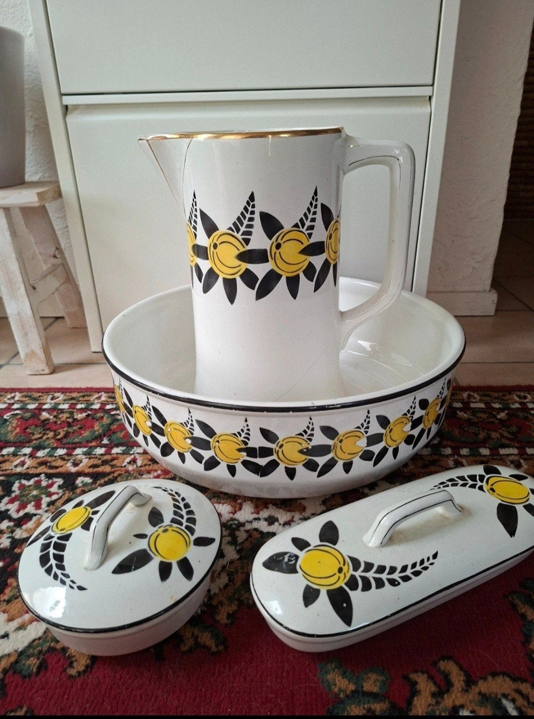 Antieke Lampet set Nimy België, Ophalen of Verzenden