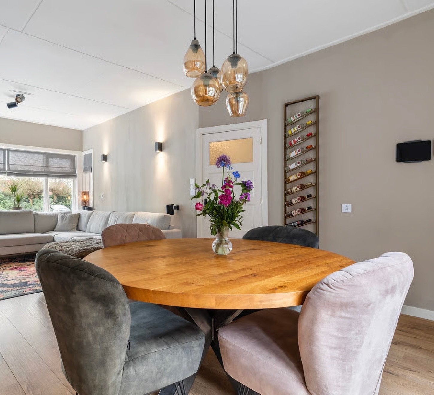 Eettafel 150cm met 4x Bronx71 Else fauteuil eetstoelen, Huis en Inrichting, Stoelen, Gebruikt, Vier, Hout, Overige kleuren, Ophalen