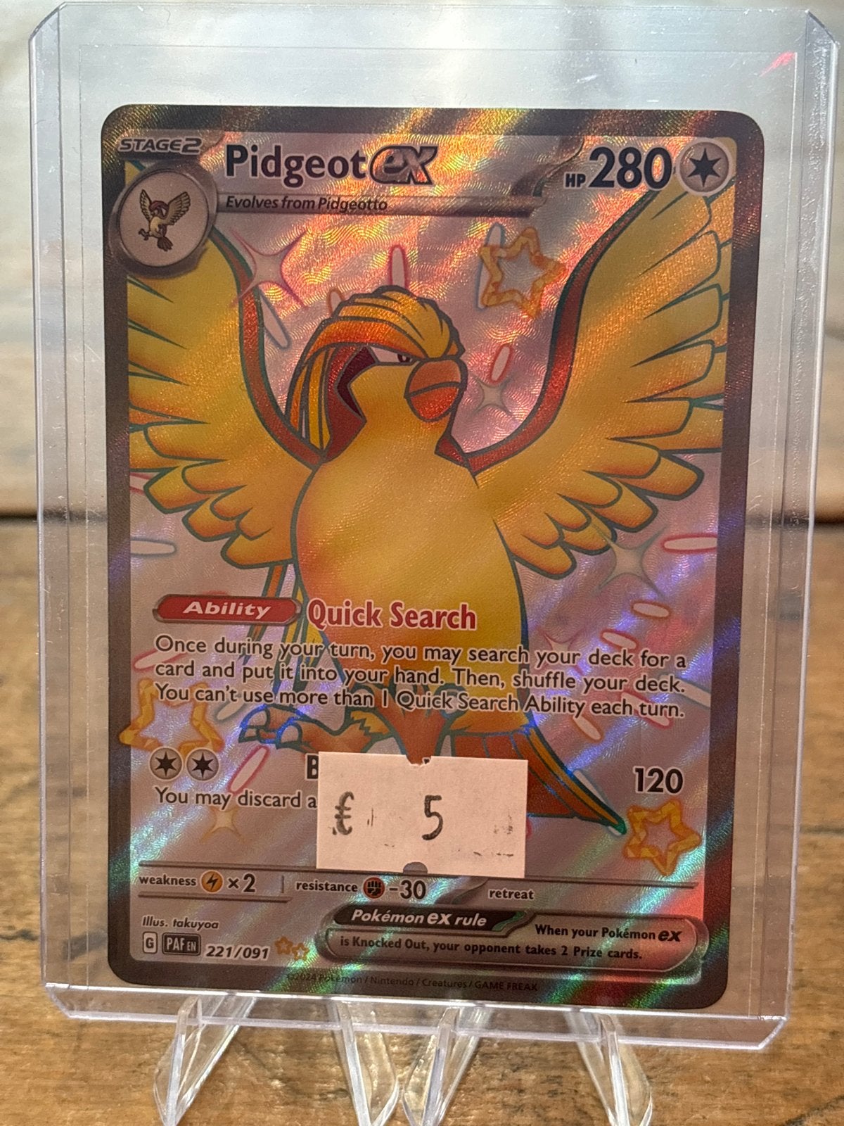 Pidgeot EX Pokémon kaart - Zo goed als nieuw 221, Ophalen of Verzenden, Zo goed als nieuw, Losse kaart, Foil