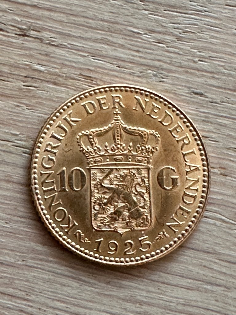 Gouden Tientje Wilhelmina 1925, Ophalen, Goud, Koningin Wilhelmina, Losse munt