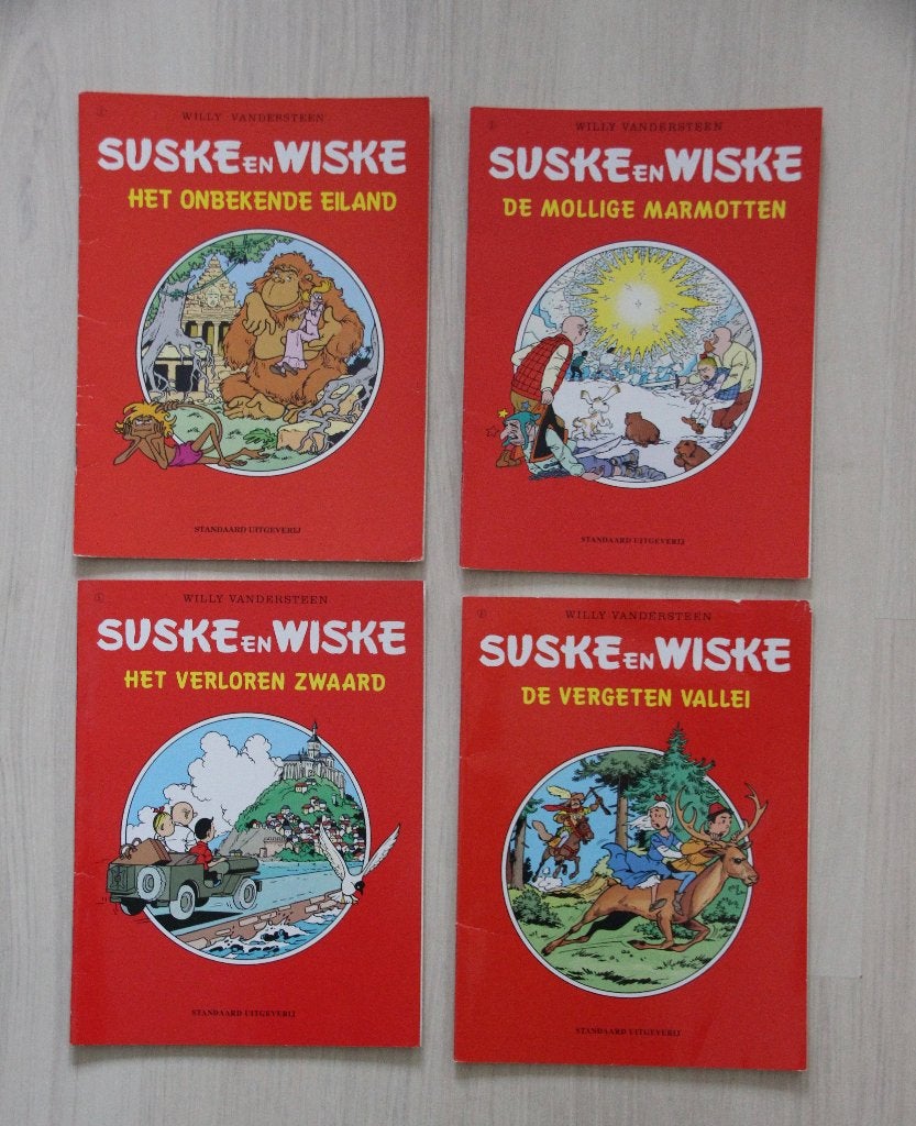 4x Suske & Wiske oa Mollige marmotten, De vergeten Vallei..., Willy Vandersteen, Ophalen of Verzenden, Zo goed als nieuw, Meerdere stripboeken