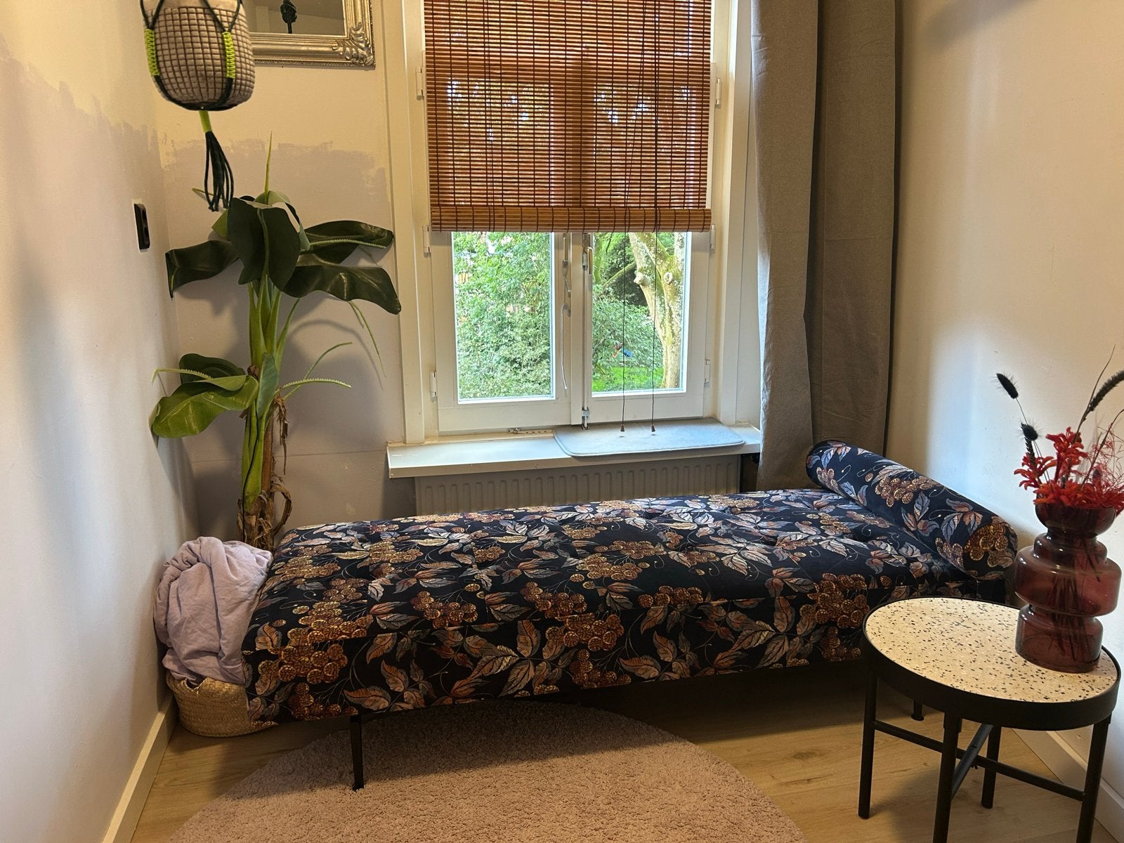 Karwei Dagbed/chaise longue bloemenprint Johanneke, Ophalen, 125 cm of meer, Zo goed als nieuw, Stof