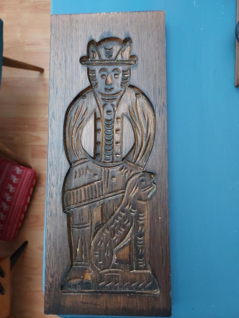 Vintage handgesneden houten speculaasplank, Ophalen of Verzenden