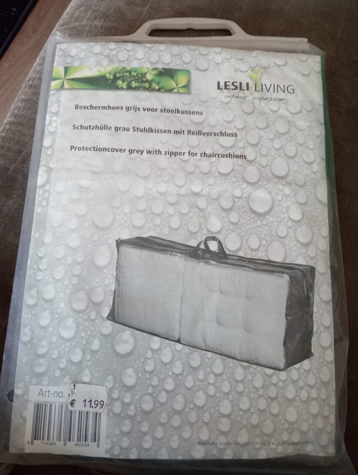 Beschermhoes grijs voor stoelkussens - Lesli Living, Tuin en Terras, Tuinmeubel-accessoires, Ophalen of Verzenden, Nieuw