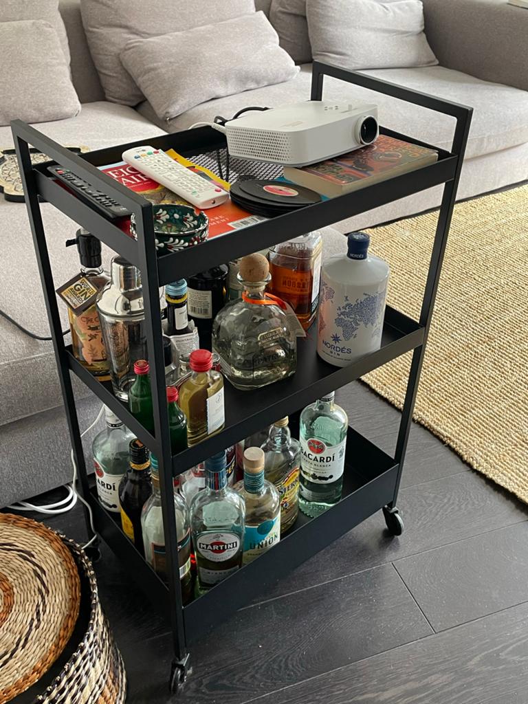 IKEA NISSAFORS Roltafel Zwart - 50.5x30x83 cm, Verzenden, Zo goed als nieuw