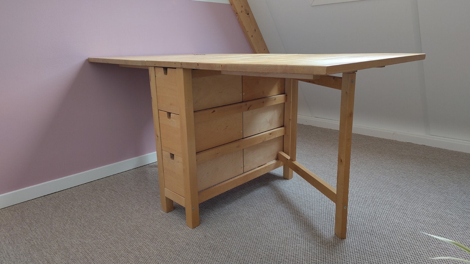 IKEA Norden Klaptafel - Massief Hout met Lades, Ophalen, Gebruikt, Modern, Scandinavisch, Functioneel, 50 tot 100 cm
