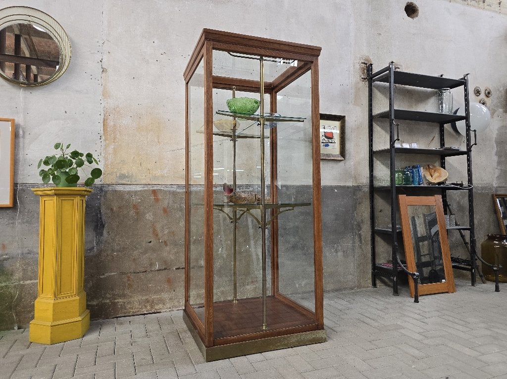 Museum Vitrine Antiek Engels Vintage Eiken Hout Vitrine Kast, Antiek en Kunst, Antiek | Meubels | Kasten, Ophalen of Verzenden