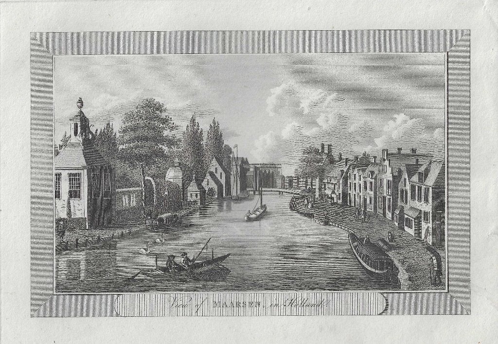 View of Maarssen in Holland Kopergravure ca. 1780, Stadsgezicht, 19 cm, Ophalen of Verzenden, Gravure