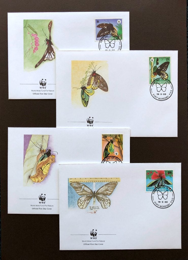 WWF WNF Papoea-Nieuw-Guinea 1988 FDC Vlinders, Postzegels en Munten, Postzegels | Eerstedagenveloppen, Ophalen of Verzenden, Onbeschreven