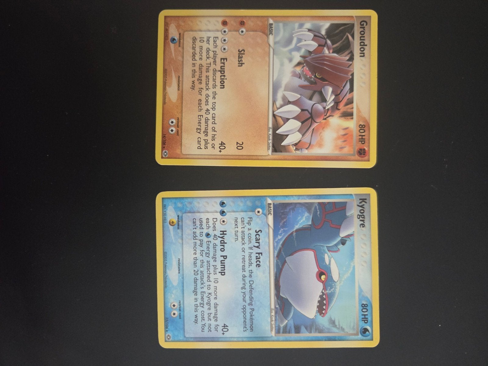 Groudon en Kyogre Pokémon kaarten, Ophalen of Verzenden, Gebruikt, Meerdere kaarten
