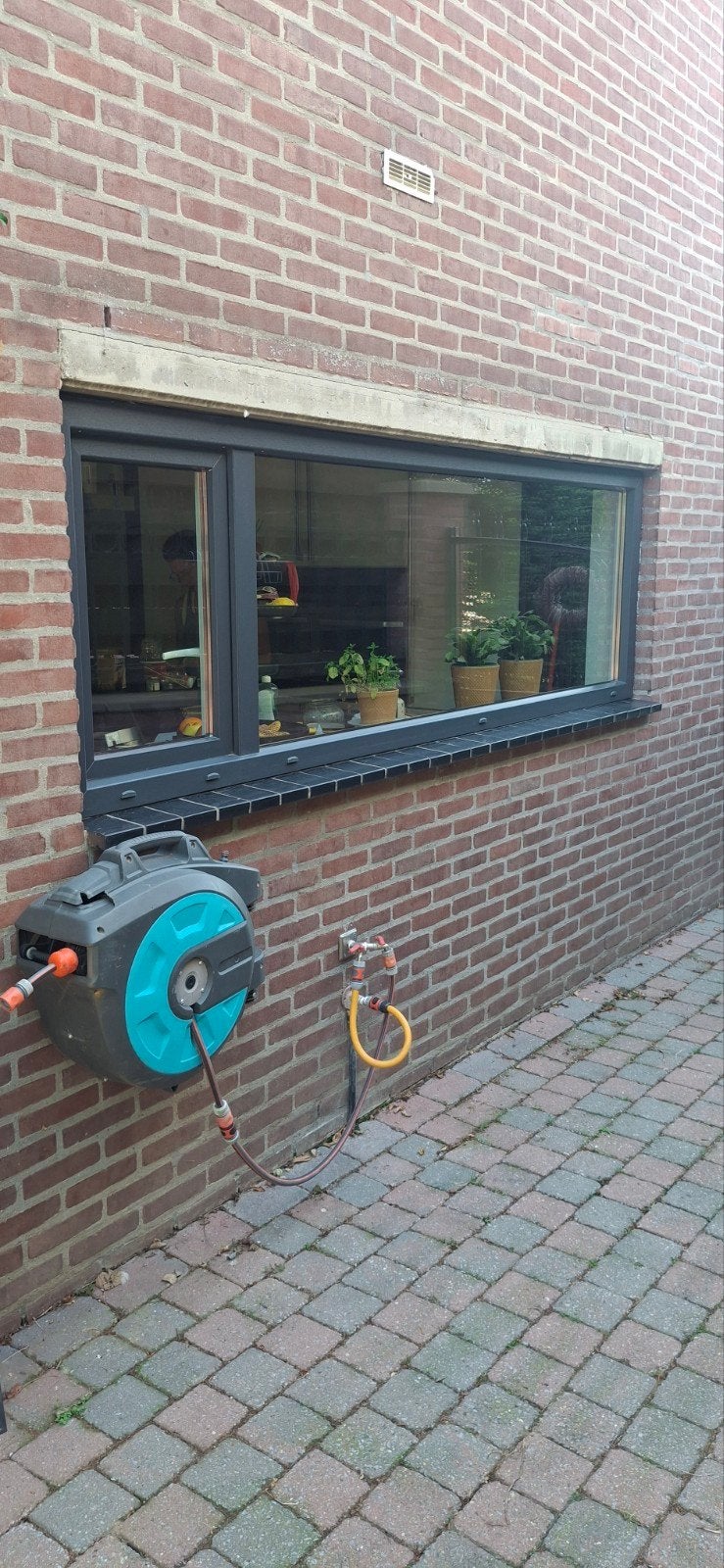 Kunststof kozijn antraciet/wit met draaikiepraam HR++, Doe-het-zelf en Verbouw, Ophalen, Zo goed als nieuw, Gevelraam of Ruit