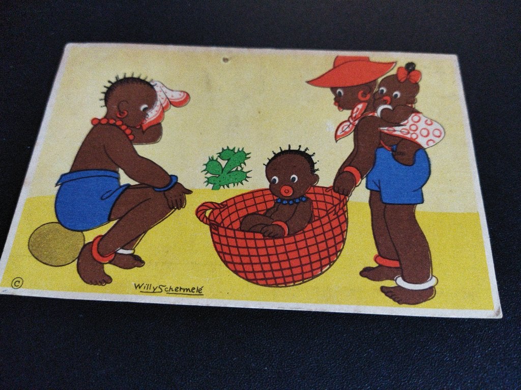 Vintage ansichtkaart Willy Schermele De zware last, Ophalen of Verzenden, 1940 tot 1960, Gelopen, Kinderen