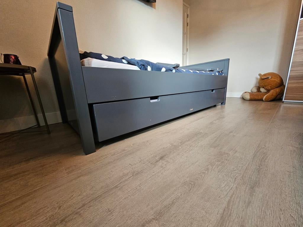 Bopita kinderbed Jonne met opberglade Grijs, Ophalen, Gebruikt, 90 cm, Eenpersoons