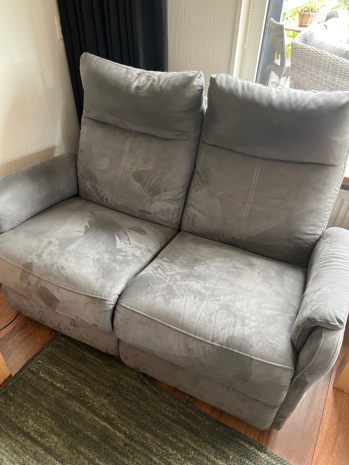 Grijze tweezitsbank met relaxfunctie, Huis en Inrichting, Banken | Bankstellen, Ophalen, Gebruikt, 150 tot 200 cm, Tweepersoons