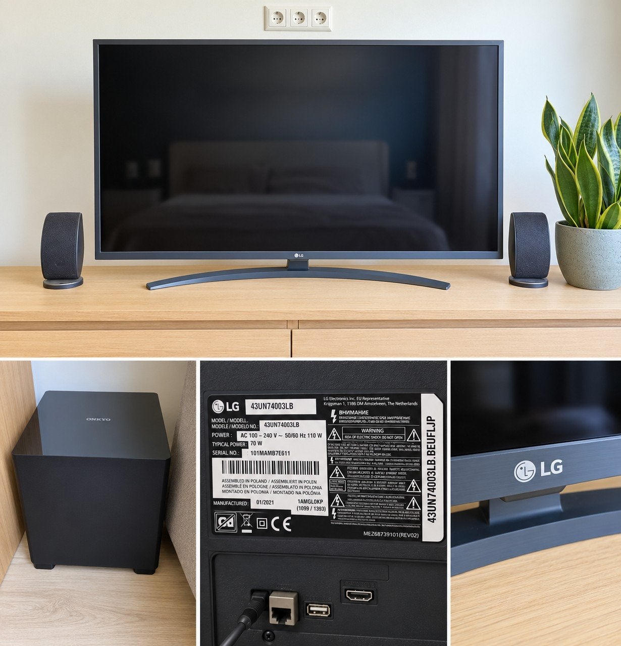 LG 43 inch 4K Smart TV + Onkyo geluidset – nette staat, Ophalen