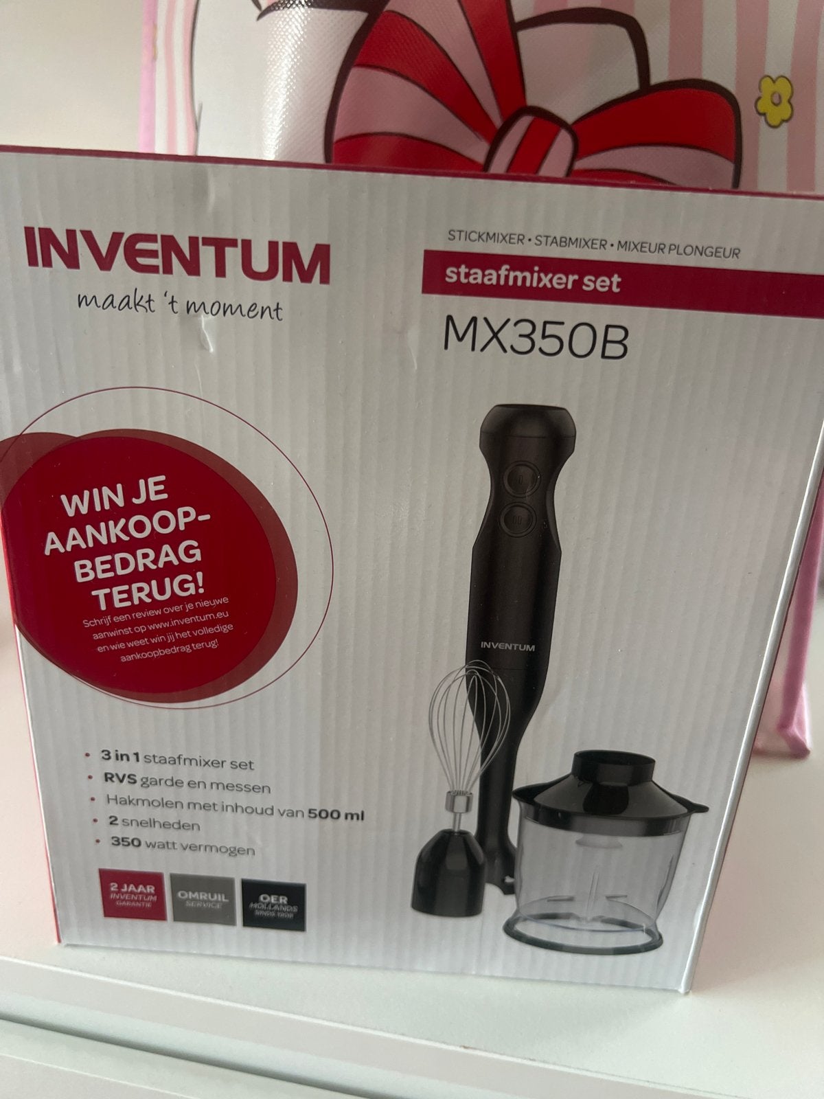 Inventum MX350B 3-in-1 Staafmixer Set - Nieuw in doos, Minder dan 1 liter, Ophalen of Verzenden, Nieuw, 2 snelheden