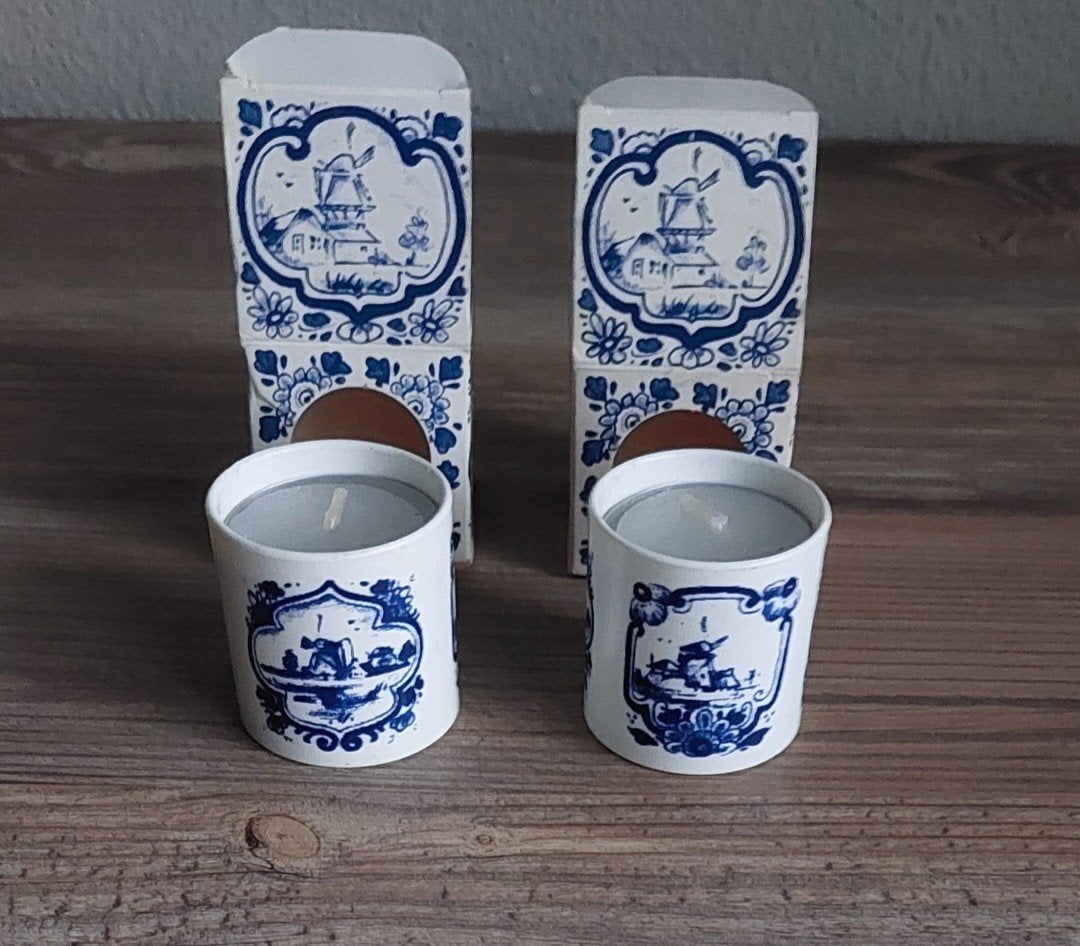 DELFTS BLAUW Waxinelicht met kaars🙂, Overige materialen, Blauw, Nieuw, Ophalen of Verzenden