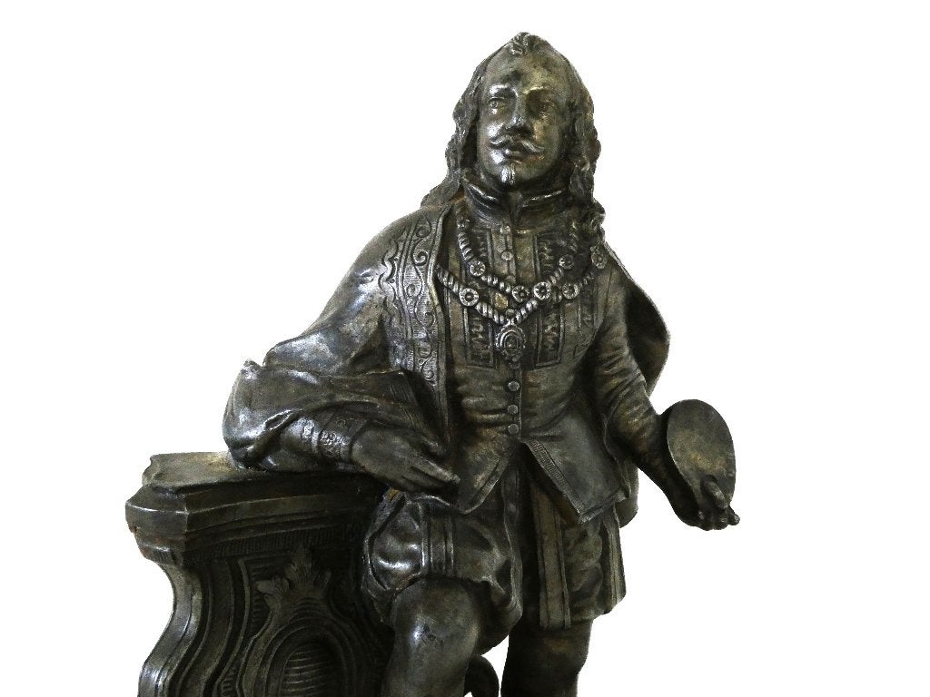 Spelter beeld van een schilder uit de 17e eeuw, Ophalen of Verzenden