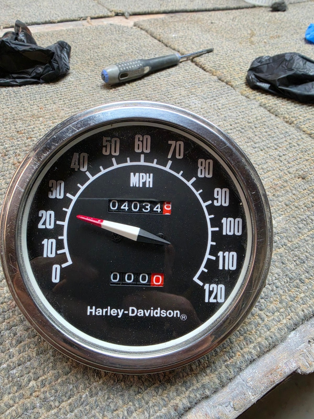 Originele Harley-Davidson Shovelhead kilometerteller(defect), Ophalen of Verzenden, Gebruikt