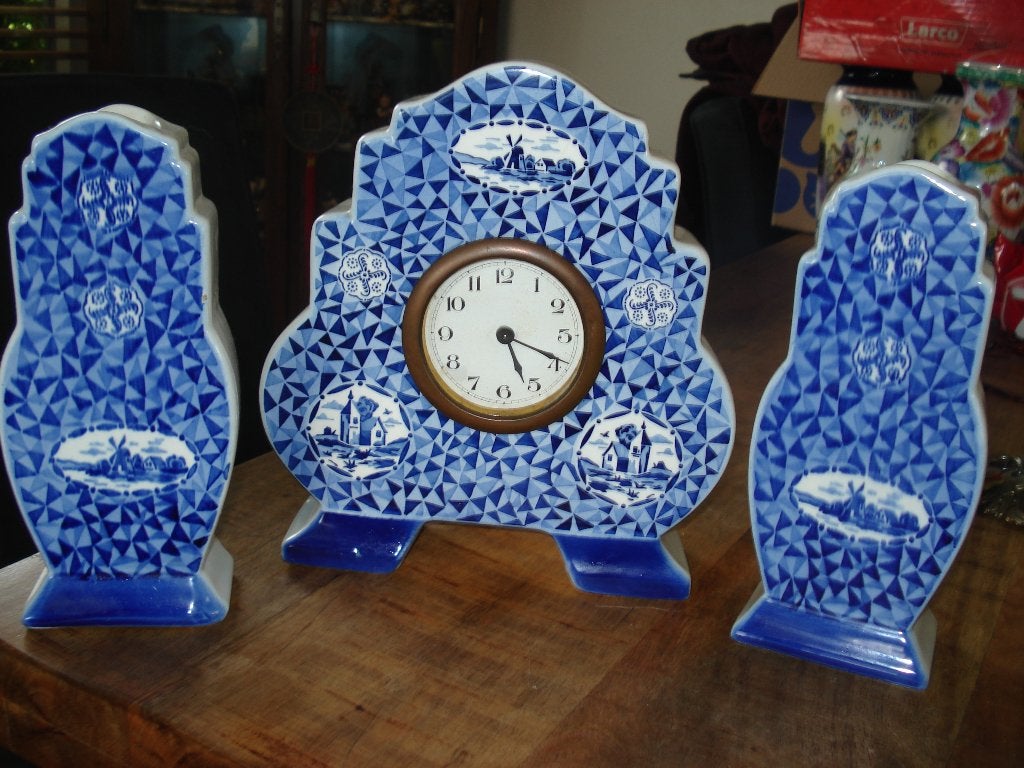 Delfts Blauw Klokstel met Windmolen Decoratie, Ophalen of Verzenden