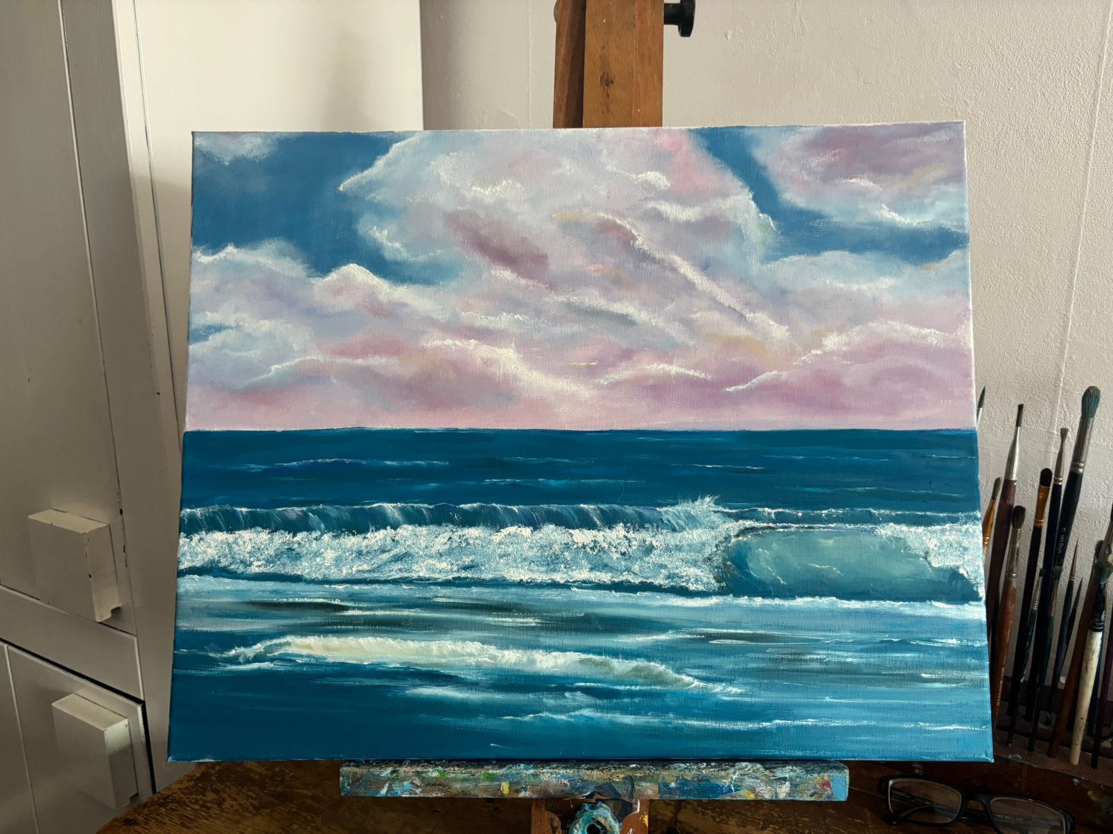Olieverf schilderij zeegezicht, Ophalen of Verzenden