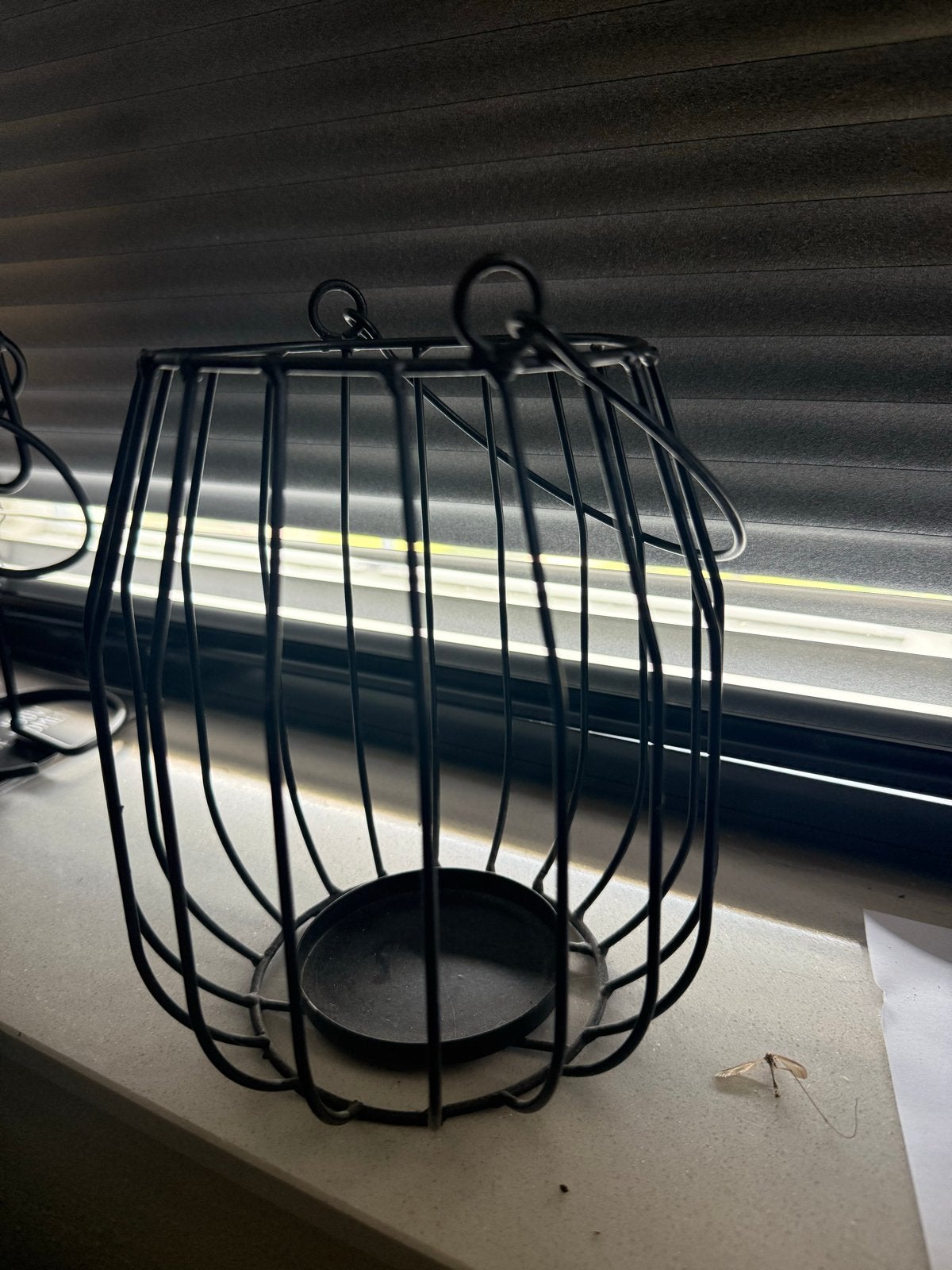 Zwarte metalen lantaarn/windlicht, Gebruikt, Lantaarn, Zwart, Ophalen of Verzenden