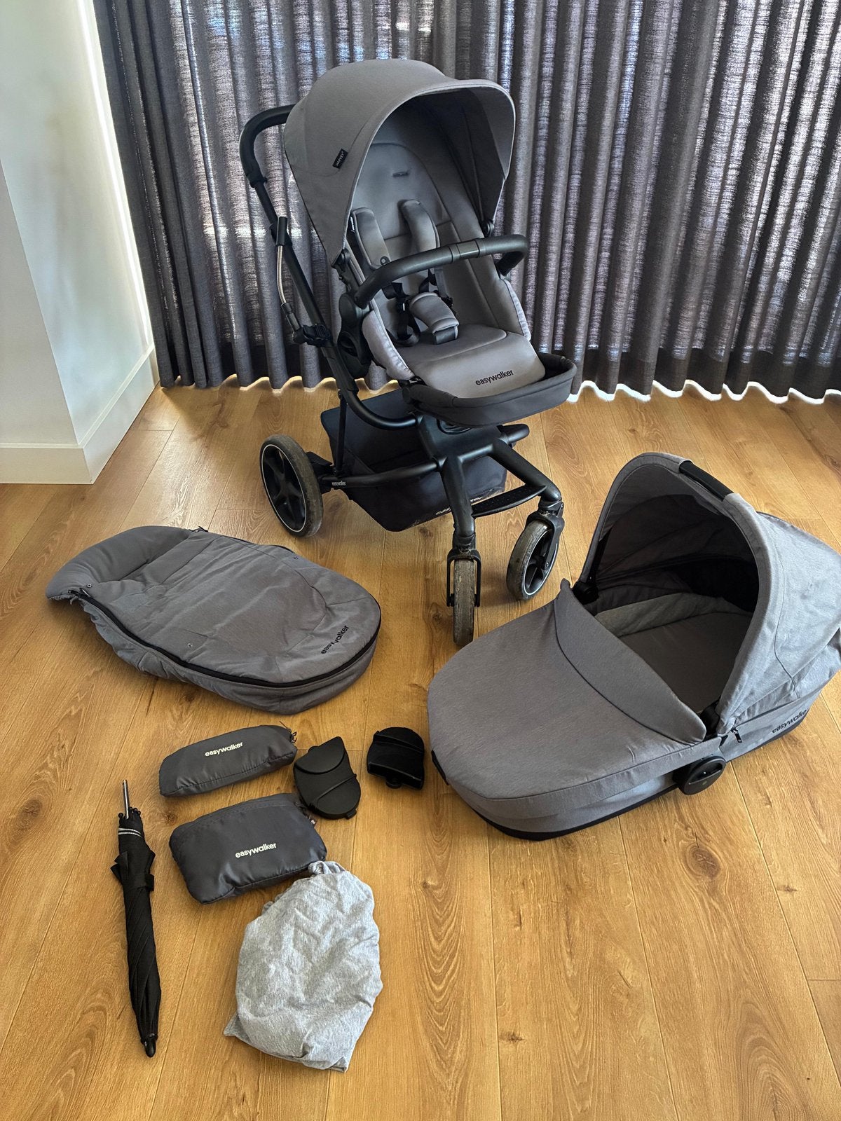 Easywalker Harvey 3 kinderwagen compleet Fossil Grey, Zo goed als nieuw, Combiwagen, Met reiswieg, Ophalen
