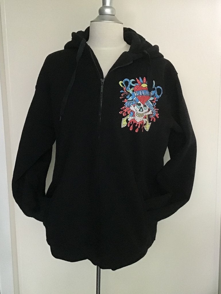 Hooded vest Love kills slowly zwart L, Ophalen of Verzenden, Gedragen, Maat 42/44 (L), Zwart