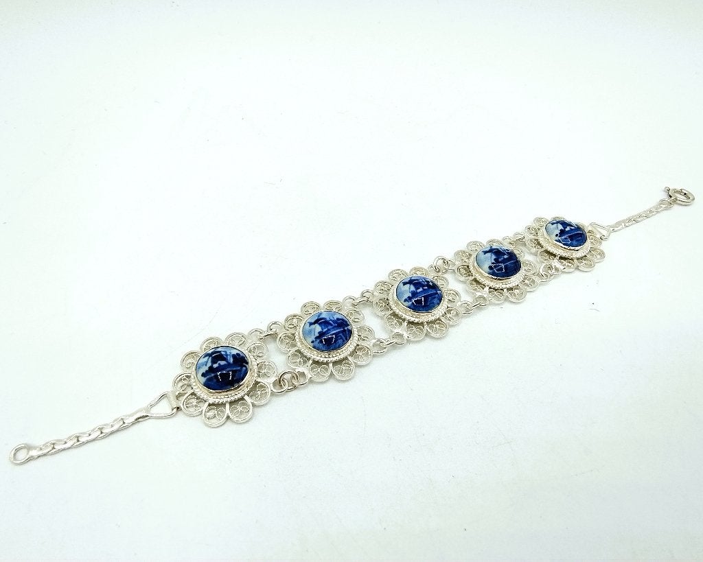 Authentieke Delfts blauwe zilveren armband, 18 cm, Info@zilverwebsite.nl, Nieuw, Zilverwebsite.nl, Postbus 112
