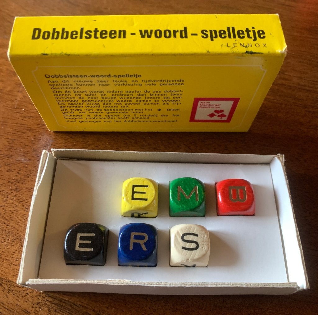 Dobbelsteen Woord-spel Vintage Letter Dobbelspel, Ophalen of Verzenden, Zo goed als nieuw