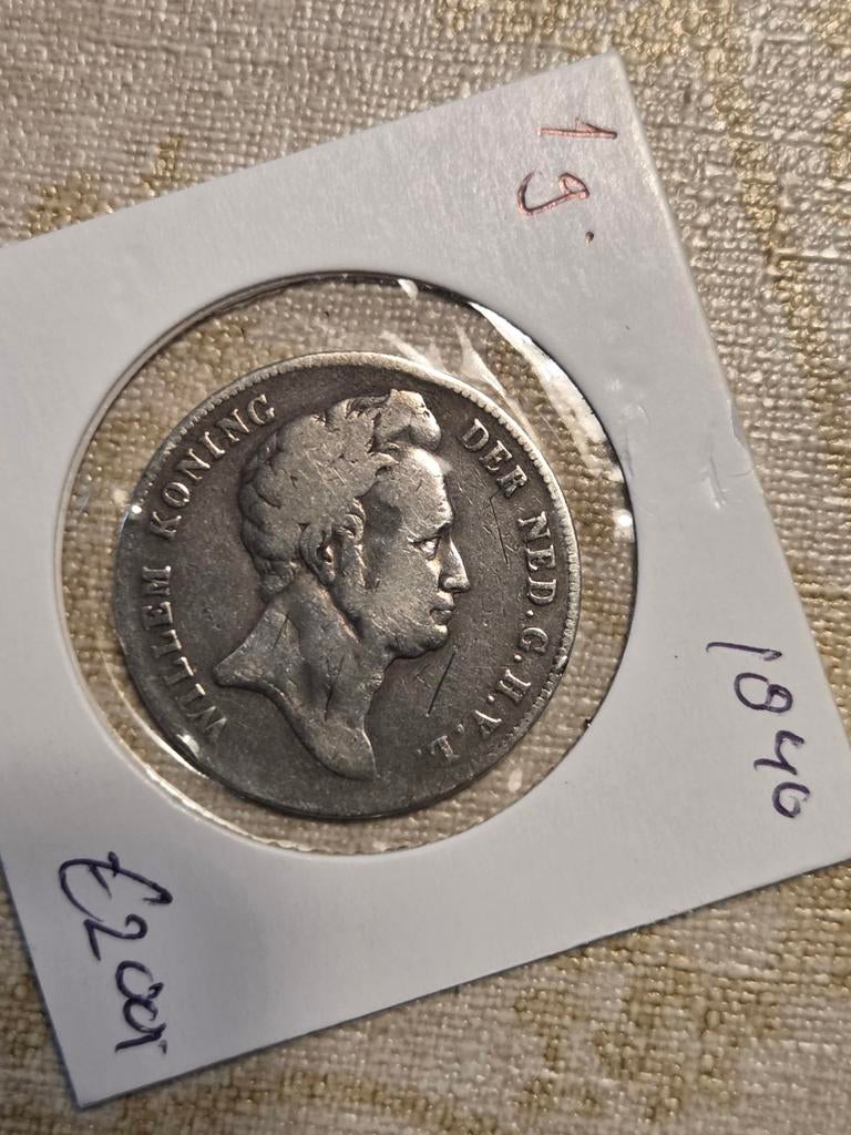 Zilveren 1 Gulden Koning Willem II 1840, 1 gulden, Zilver, Ophalen of Verzenden, Losse munt