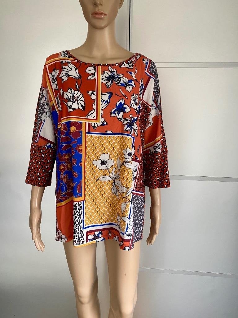 i472 Samoon maat 46=XL blouse top blauw/wit/zwart/geel/bruin, Kleding | Dames, Bruin, Maat 46/48 (XL) of groter, Ophalen of Verzenden