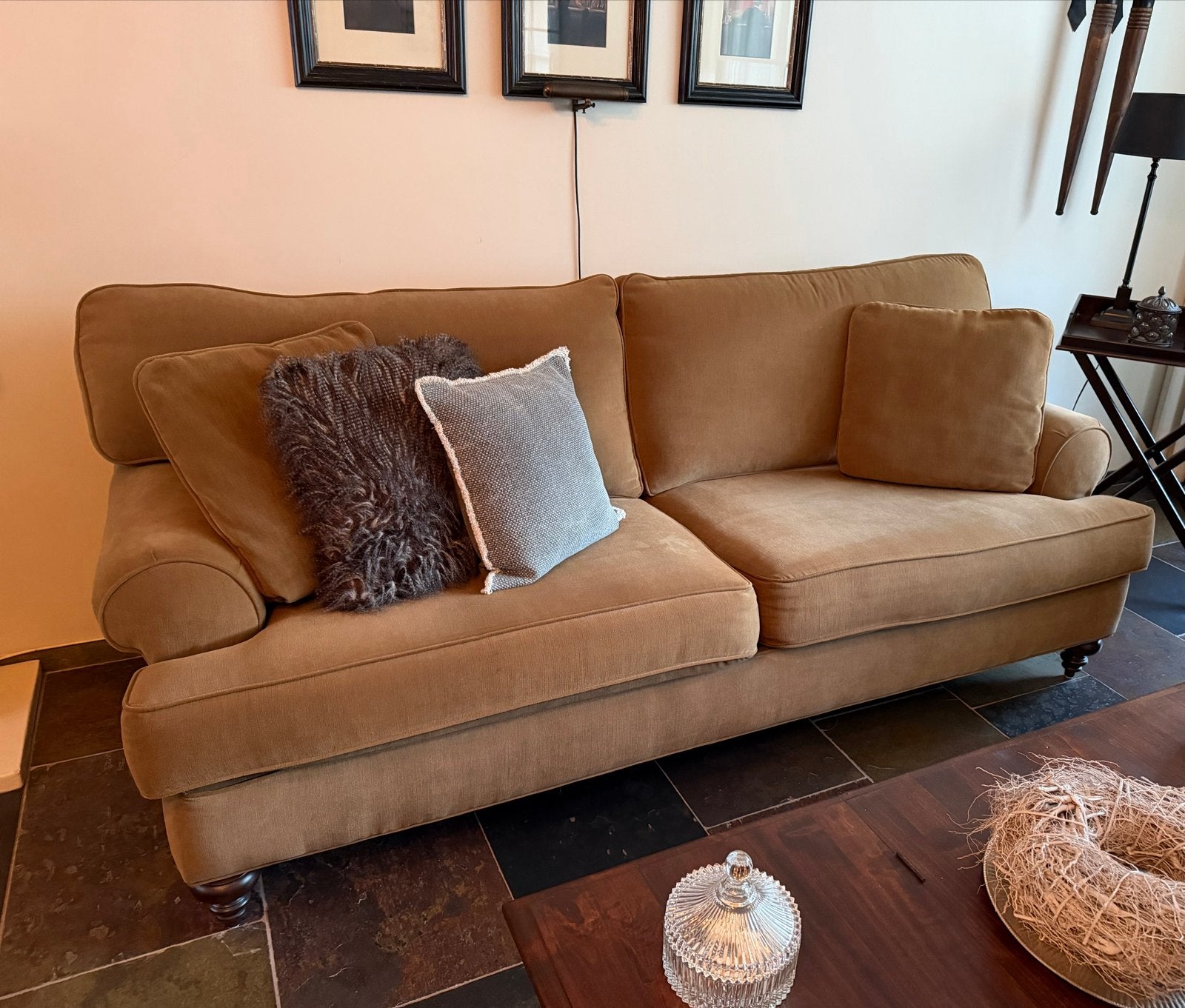 Rofra Home bank hazelnootkleurig - 225cm lang, Ophalen, Gebruikt, Driepersoons, 75 tot 100 cm