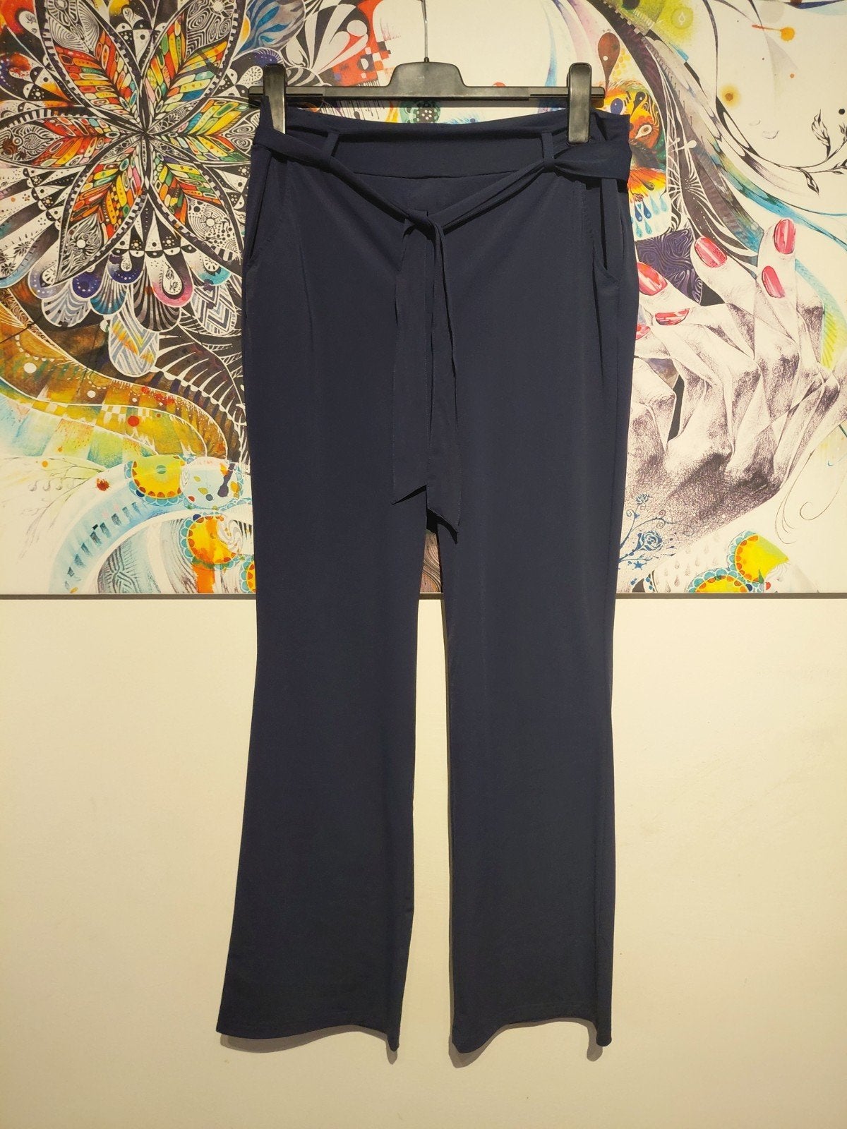 Elvira travelstof broek maat 42, Blauw, Maat 46/48 (XL) of groter, Ophalen of Verzenden, Zo goed als nieuw
