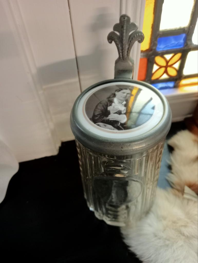 Antieke bierpul...kristal met foto, Ophalen of Verzenden