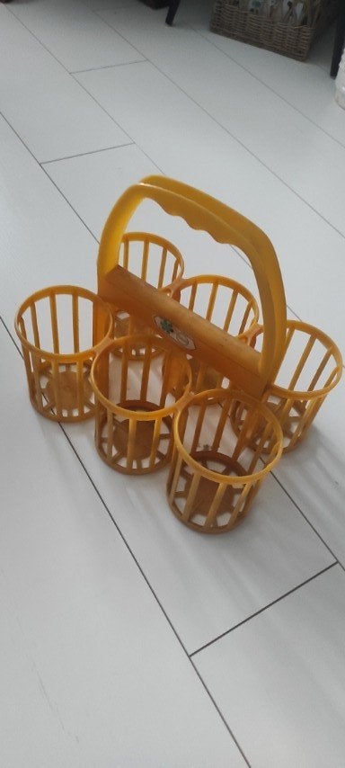 Vintage flessenrek Curver geel, Ophalen of Verzenden, Overige merken, Overige typen, Gebruikt