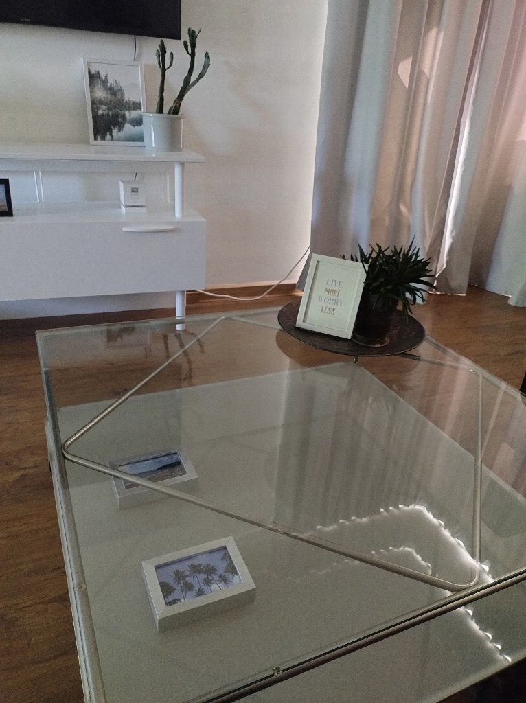 Salon tafel glas, Huis en Inrichting, Tafels | Salontafels, Ophalen, Gebruikt, 50 tot 100 cm, Vierkant