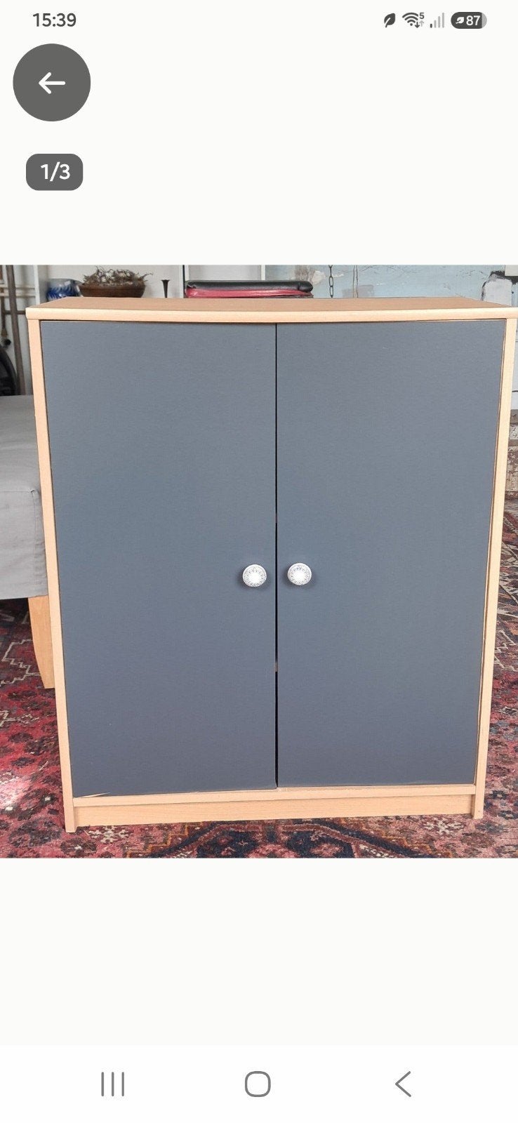 Houten kastje met grijze deuren, Huis en Inrichting, Ophalen, 25 tot 50 cm, 50 tot 100 cm