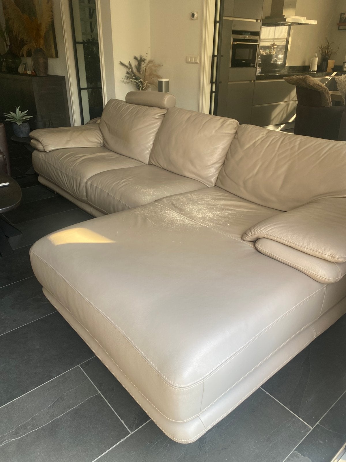Italiaans design hoekbank, Ophalen, Gebruikt, 300 cm of meer, Leer