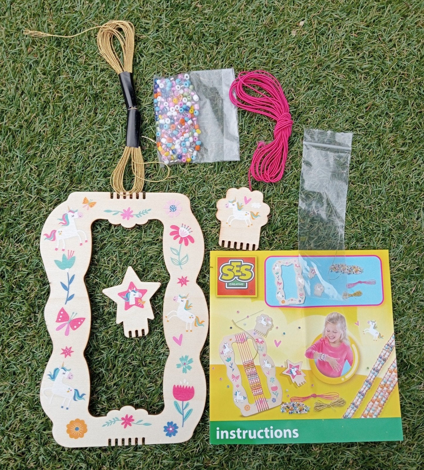SES Creative Eenhoorn Weefraam Knutselset, Fantasie, Meerkleurig, Zo goed als nieuw, Educatief