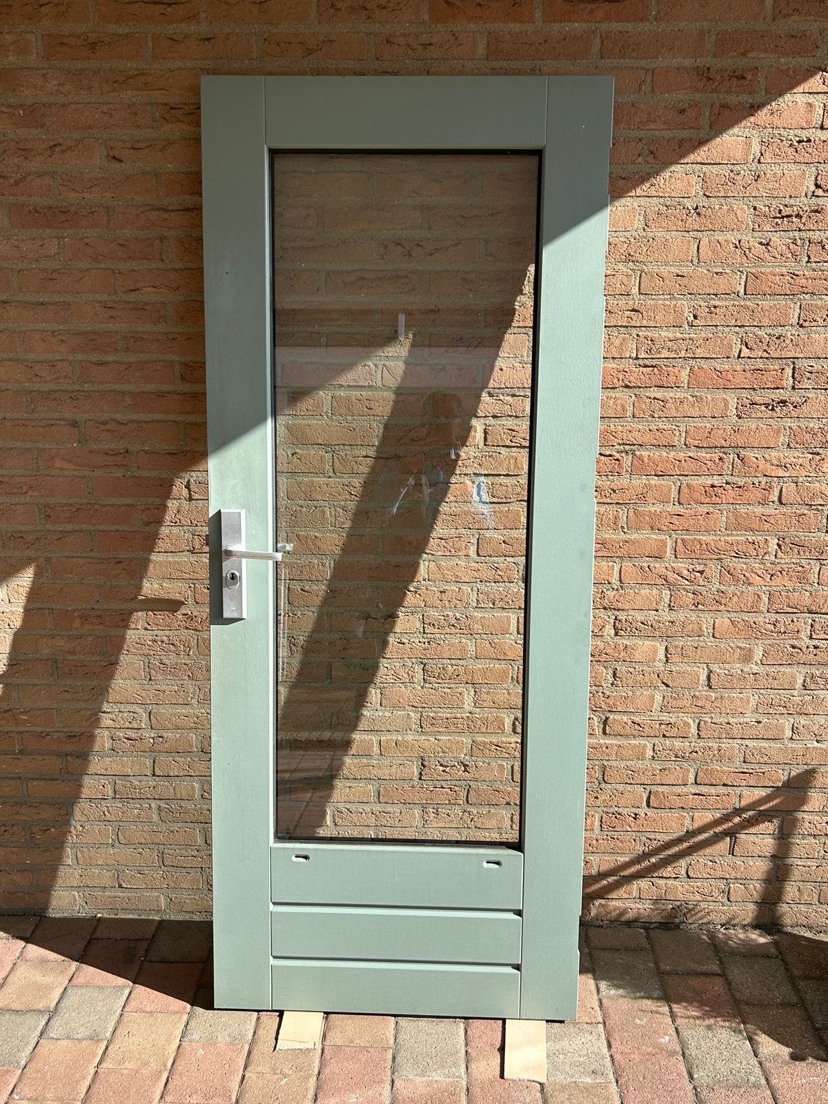 Hardhouten deur 82,5x201,5 met HR++ glas en veiligheidsslot, Ophalen, 80 tot 100 cm, 200 tot 215 cm, Hout