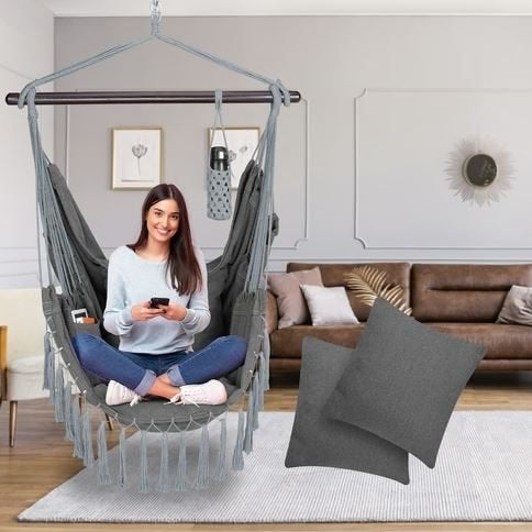Hangstoel swing Antraciet 170x100x150cm GRATIS BEZORGD!, Metaal, Hangstoel, Verzenden, Zwart