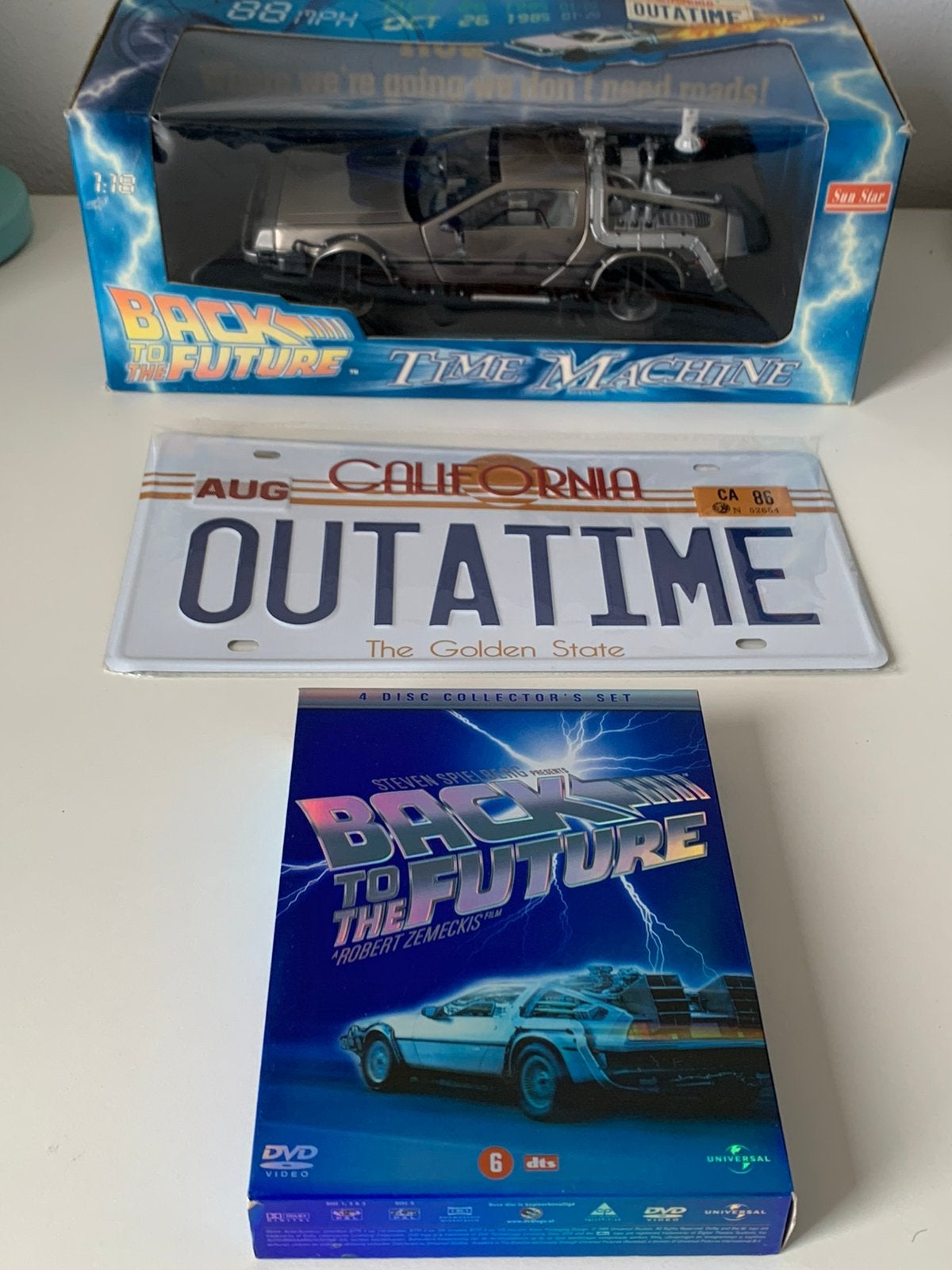 BTTF DeLorean deel 2, plus DVD set plus Outatime plaat!, Ophalen of Verzenden, Zo goed als nieuw, Sun Star