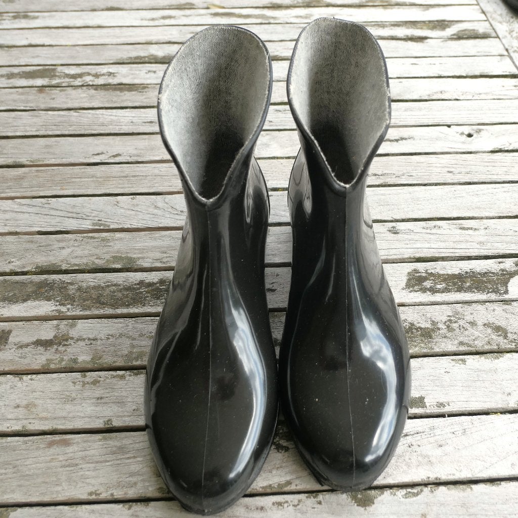 Zwarte damesregenlaars, rubber, Zwart, Ophalen of Verzenden, Regenlaarzen, Onbekend