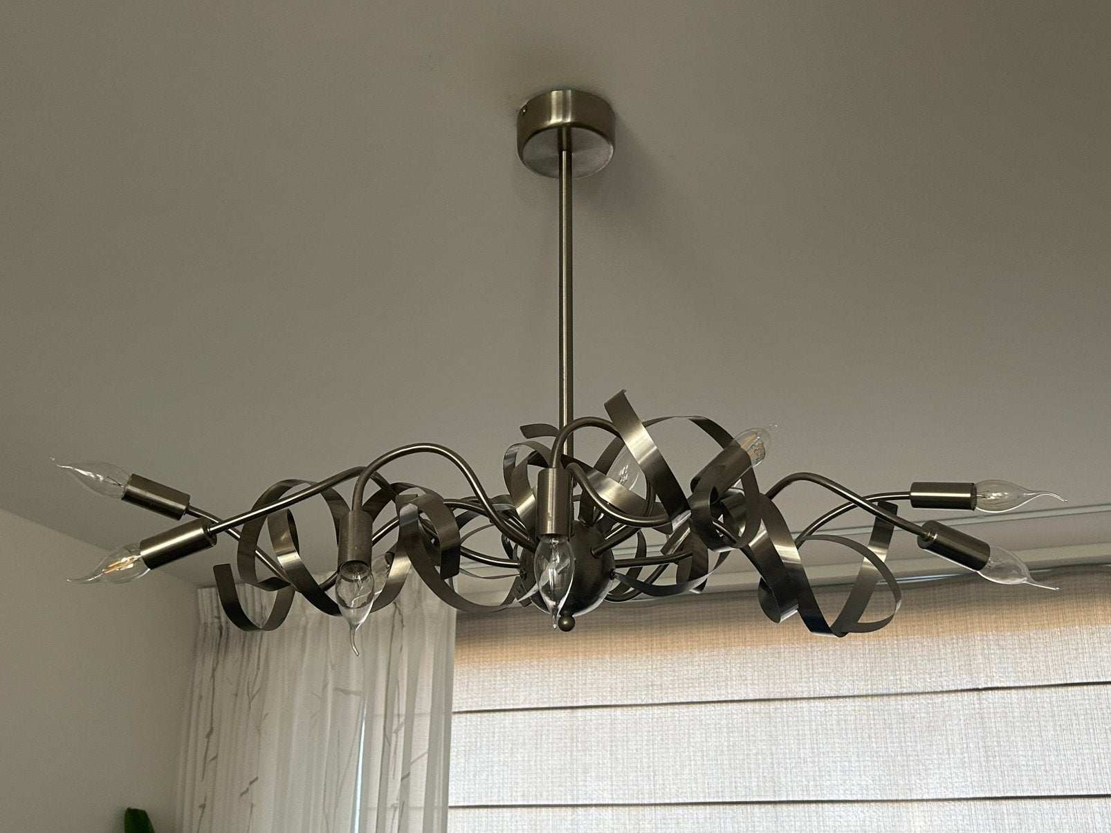 Rvs krul hanglamp of plafonlamp, Ophalen, Zo goed als nieuw
