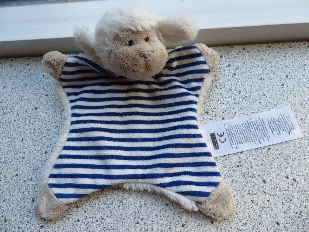 Knuffeldoek schaap schaapje merk Ergee blauw wit gestreept, Ophalen of Verzenden, Zo goed als nieuw, Overige typen, Met label