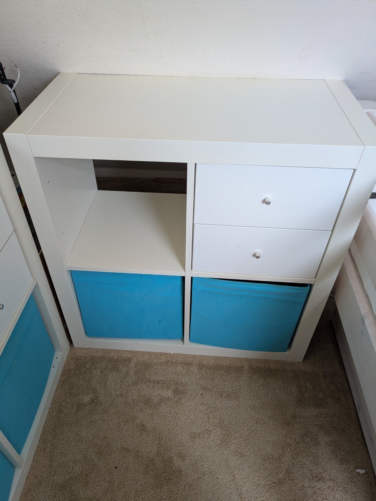 IKEA Kallax kast 77x77cm met lades en opbergboxen, Ophalen, Gebruikt