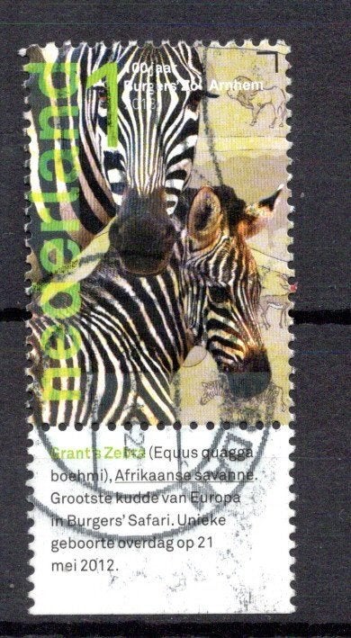 gestempelde zegel. Jaar 2013: Zoo met tab, Ophalen of Verzenden, Na 1940, Gestempeld